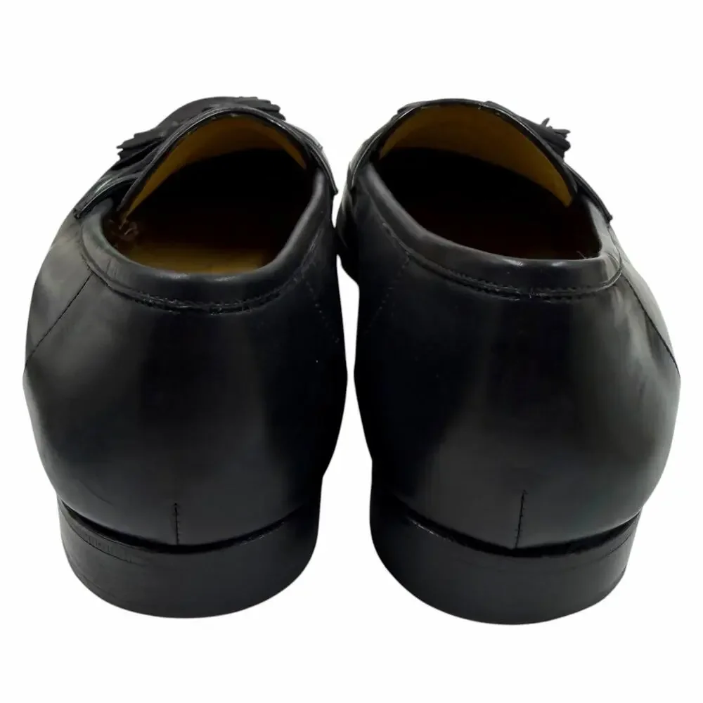 VINTAGE 90s Cole Haan City Black Leather Tassel Kiltie Loafers Italy Mens 9.5 D